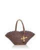 Aqua Aqua Stripe Fan Raffia Tote - 1