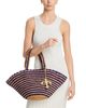 Aqua Aqua Stripe Fan Raffia Tote - 2