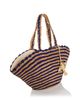 Aqua Aqua Stripe Fan Raffia Tote - 4