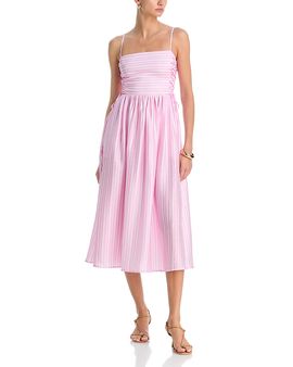 Aqua Aqua Stripe Side Lace Up Midi Dress