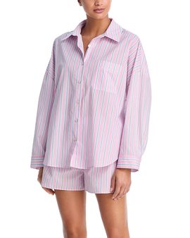 Aqua Aqua Striped Long Sleeve Short Pajama Set
