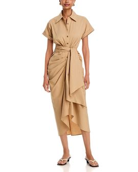 Aqua Aqua Tie Front Midi Shirt Dress