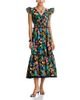 Aqua Aqua Tropical Ruffle Sleeve V Neck Midi Dress - 1