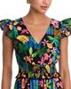Aqua Aqua Tropical Ruffle Sleeve V Neck Midi Dress - 3
