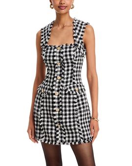 Aqua Aqua Tweed Square Neck Mini Dress