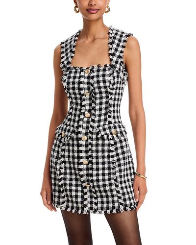 Aqua Aqua Tweed Square Neck Mini Dress