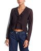 Aqua Aqua V Neck Long Sleeve Blouse - 1