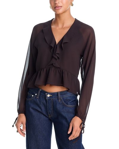 Aqua Aqua V Neck Long Sleeve Blouse