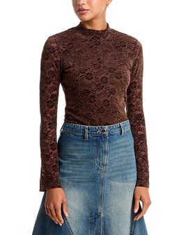 Aqua Aqua Velvet Lace Long Sleeve Top