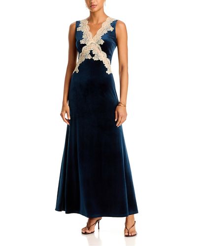 Aqua Aqua Velvet Lace Trim Slip Dress