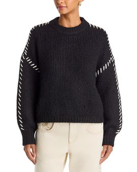 Aqua Aqua Whipstitch Trim Crewneck Sweater