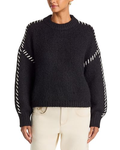 Aqua Aqua Whipstitch Trim Crewneck Sweater