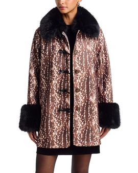 Aqua Aqua x Nicky Hilton Faux Fur Trim Bow Detail Jacket
