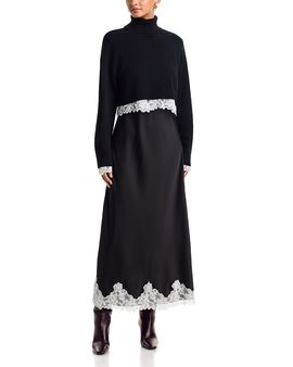 Aqua Aqua x Nicky Hilton Lace Trim Slip Dress & Sweater