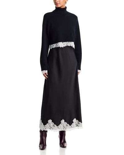 Aqua Aqua x Nicky Hilton Lace Trim Slip Dress & Sweater