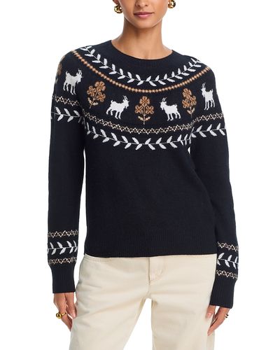 Aqua Aqua Year of the Goat Cashmere Fair Isle Crewneck Sweater