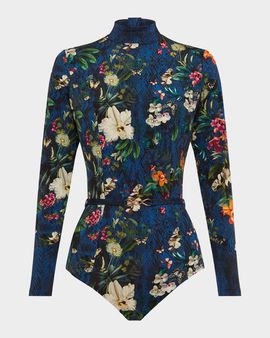 Aqua Blu Australia Leah Belted Rashguard One-Piece Swimsuit