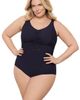 Aqua Green Aqua Green Plus Size Cinch V-neck Side Shirred One-Piece Swimsuit - 4