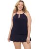 Aqua Green Aqua Green Plus Size Keyhole High Neck Full Coverage Adjustable Tankini Swimsuit Top - 1