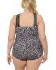 Aqua Green Aqua Green Plus Size Novelty Trim High Criss Cross Neck Full Coverage One-Piece Swimsuit - 3