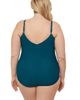 Aqua Green Aqua Green Plus Size Princess Seam V-Neck Side Shirred Adjustable One-Piece Swimsuit - 3