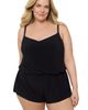 Aqua Green Aqua Green Plus Size V-Neck Blouson Slimming Swimsuit Romper with Pockets - 4