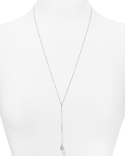 Aqua Sterling Silver and Blue Topaz Y Necklace, 26