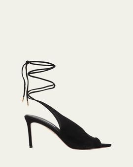 Aquazzura 85mm Lisa Suede Lace-Up Sandals