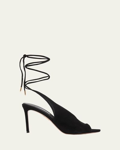 Aquazzura 85mm Lisa Suede Lace-Up Sandals