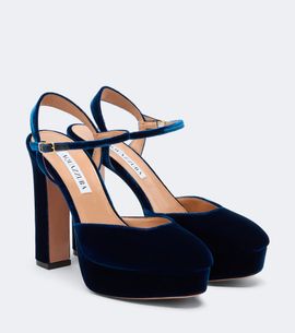 Aquazzura Aquazzura Amira velvet platform slingback pumps