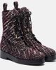 Aquazzura Aquazzura Ben 20 leather-trimmed tweed combat boots - 1