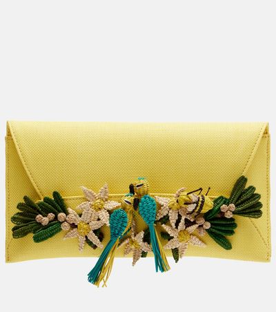 Aquazzura Aquazzura Birdsong Small raffia clutch