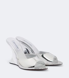 Aquazzura Aquazzura Bisous mirrored leather wedge mules