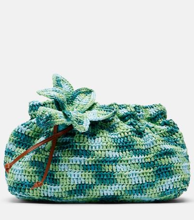 Aquazzura Aquazzura Calypso floral-appliquÃ© raffia clutch