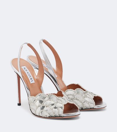 Aquazzura Aquazzura Ce Soir metallic leather slingback sandals