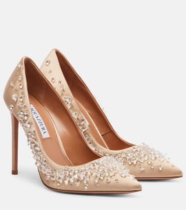 Aquazzura Aquazzura Constellation embellished satin pumps