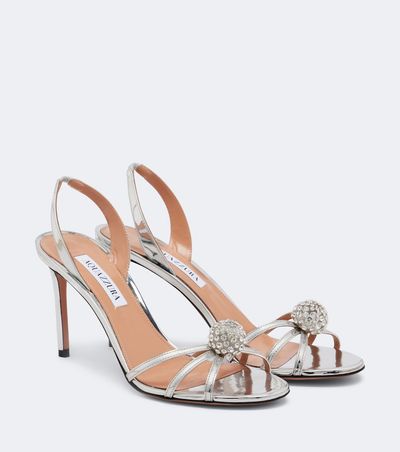 Aquazzura Aquazzura Crystal Bubble leather slingback sandals