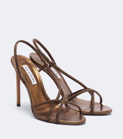 Aquazzura Aquazzura Horizon Crystal leather slingback sandals