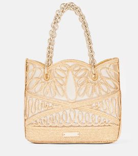 Aquazzura Aquazzura Kahlo Mini logo raffia tote bag