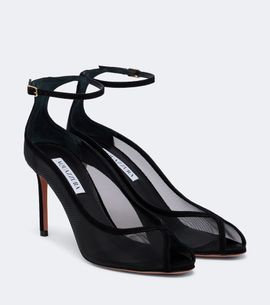 Aquazzura Aquazzura Love Affair suede-trimmed mesh slingback sandals