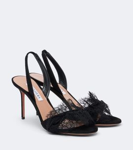 Aquazzura Aquazzura Lover lace-trimmed suede slingback sandals
