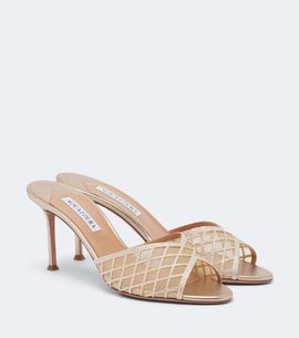 Aquazzura Aquazzura Lumiere embellished mesh mules