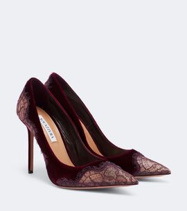 Aquazzura Aquazzura Meadow lace-trimmed velvet pumps
