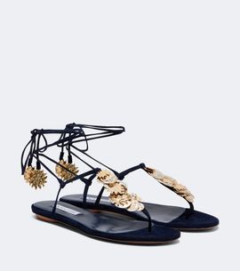 Aquazzura Aquazzura Night Stars embellished suede thong sandals
