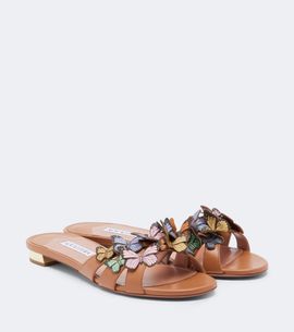 Aquazzura Aquazzura Papillon appliquÃ© leather slides