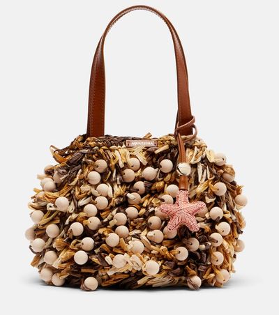 Aquazzura Aquazzura Pom Pom beaded top-handle bag