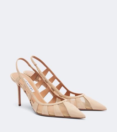 Aquazzura Aquazzura Screen suede and mesh slingback pumps