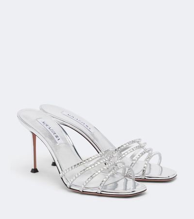Aquazzura Aquazzura Sensation Crystal metallic leather mules