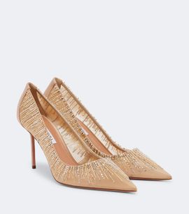 Aquazzura Aquazzura Soft Sky embellished tulle and satin pumps