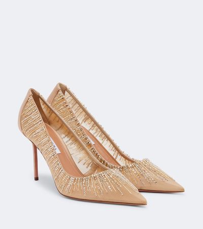 Aquazzura Aquazzura Soft Sky embellished tulle and satin pumps